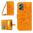 For Xiaomi Poco X4 GT Skin Feel Sun Flower Pattern Flip Leather Phone Case with Lanyard(Yellow) - 1