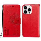 For iPhone 14 Pro Dandelion Embossing Flip Leather Phone Case(Red) - 1