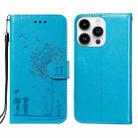 For iPhone 14 Pro Dandelion Embossing Flip Leather Phone Case(Blue) - 1