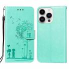 For iPhone 14 Pro Max Dandelion Embossing Flip Leather Phone Case(Green) - 1