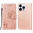 For iPhone 14 Pro Max Dandelion Embossing Flip Leather Phone Case(Rose Gold) - 1