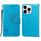 For iPhone 14 Pro Max Dandelion Embossing Flip Leather Phone Case(Blue) - 1