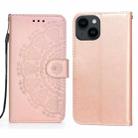 For iPhone 14 / 13 Totems Embossing Flip Leather Phone Case(Rose Gold) - 1