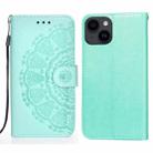 For iPone 14 Plus Totems Embossing Flip Leather Phone Case(Green) - 1