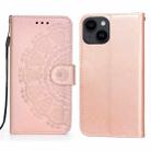 For iPone 14 Plus Totems Embossing Flip Leather Phone Case(Rose Gold) - 1