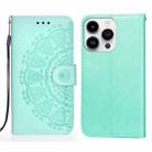 For iPhone 14 Pro Totems Embossing Flip Leather Phone Case(Green) - 1