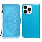 For iPhone 14 Pro Totems Embossing Flip Leather Phone Case(Blue) - 1