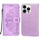 For iPhone 14 Pro Max Totems Embossing Flip Leather Phone Case(Purple) - 1