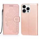 For iPhone 14 Pro Max Totems Embossing Flip Leather Phone Case(Rose Gold) - 1