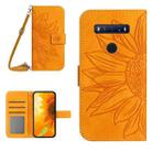 For TCL 10 SE Skin Feel Sun Flower Pattern Flip Leather Phone Case with Lanyard(Yellow) - 1