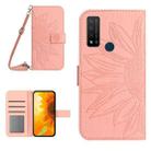 For TCL 20 R/20 AX 5G/Bremen 5G Skin Feel Sun Flower Pattern Flip Leather Phone Case with Lanyard(Pink) - 1