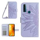 For TCL 20 SE Skin Feel Sun Flower Pattern Flip Leather Phone Case with Lanyard(Purple) - 1