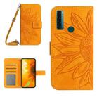 For TCL 20 SE Skin Feel Sun Flower Pattern Flip Leather Phone Case with Lanyard(Yellow) - 1