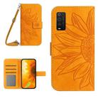 For TCL 205 Skin Feel Sun Flower Pattern Flip Leather Phone Case with Lanyard(Yellow) - 1