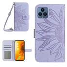 For T-Mobile Revvl 6 5G Skin Feel Sun Flower Pattern Flip Leather Phone Case with Lanyard(Purple) - 1