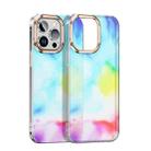 For iPhone 14 Watercolor Series Glitter Transparent Phone Case(Blue Color) - 1