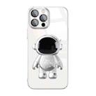 For iPhone 14 Electroplating PC Astronaut Holder Phone Case with Lens Film(Silver) - 1