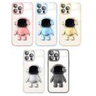 For iPhone 13 Electroplating PC Astronaut Holder Phone Case with Lens Film(Blue) - 2