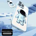 For iPhone 13 Electroplating PC Astronaut Holder Phone Case with Lens Film(Blue) - 4