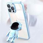 For iPhone 13 Pro Electroplating PC Astronaut Holder Phone Case with Lens Film(Blue) - 5