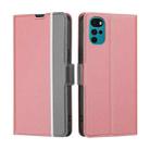 For Motorola Moto E32 India/E22s 4G Global Twill Texture Side Buckle Leather Phone Case(Pink) - 1