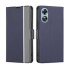 For OPPO A17 Twill Texture Side Buckle Leather Phone Case(Blue) - 1