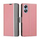 For OPPO A17 Twill Texture Side Buckle Leather Phone Case(Pink) - 1