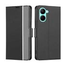 For Realme C33 4G Twill Texture Side Buckle Leather Phone Case(Black) - 1