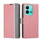 For vivo V25 5G/V25e 5G/X80 Lite Twill Texture Side Buckle Leather Phone Case(Pink) - 1