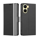 For vivo Y16 4G/Y02s 4G Twill Texture Side Buckle Leather Phone Case(Black) - 1