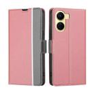 For vivo Y16 4G/Y02s 4G Twill Texture Side Buckle Leather Phone Case(Pink) - 1