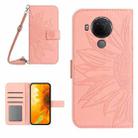 For Nokia 5.4 Skin Feel Sun Flower Pattern Flip Leather Phone Case with Lanyard(Pink) - 1