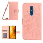 For Nokia C3 Skin Feel Sun Flower Pattern Flip Leather Phone Case with Lanyard(Pink) - 1