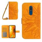 For Nokia C3 Skin Feel Sun Flower Pattern Flip Leather Phone Case with Lanyard(Yellow) - 1