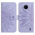 For Nokia C20 Plus Skin Feel Sun Flower Pattern Flip Leather Phone Case with Lanyard(Purple) - 1