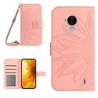 For Nokia C30 Skin Feel Sun Flower Pattern Flip Leather Phone Case with Lanyard(Pink) - 1