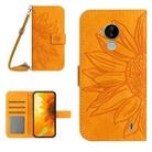 For Nokia C30 Skin Feel Sun Flower Pattern Flip Leather Phone Case with Lanyard(Yellow) - 1