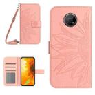 For Nokia G50 5G Skin Feel Sun Flower Pattern Flip Leather Phone Case with Lanyard(Pink) - 1