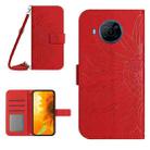 For Nokia X20 Skin Feel Sun Flower Pattern Flip Leather Phone Case with Lanyard(Red) - 1