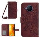 For Nokia X20 Skin Feel Sun Flower Pattern Flip Leather Phone Case with Lanyard(Wine Red) - 1