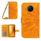 For Nokia X100 Skin Feel Sun Flower Pattern Flip Leather Phone Case with Lanyard(Yellow) - 1