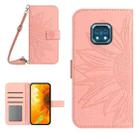For Nokia XR20 Skin Feel Sun Flower Pattern Flip Leather Phone Case with Lanyard(Pink) - 1