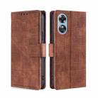 For OPPO A17 Skin Feel Crocodile Magnetic Clasp Leather Phone Case(Brown) - 1