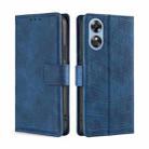 For OPPO A17 Skin Feel Crocodile Magnetic Clasp Leather Phone Case(Blue) - 1