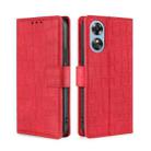 For OPPO A17 Skin Feel Crocodile Magnetic Clasp Leather Phone Case(Red) - 1