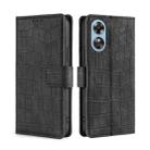 For OPPO A17 Skin Feel Crocodile Magnetic Clasp Leather Phone Case(Black) - 1