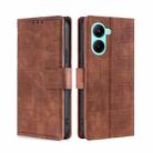For Realme C33 4G Skin Feel Crocodile Magnetic Clasp Leather Phone Case(Brown) - 1