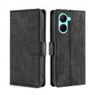 For Realme C33 4G Skin Feel Crocodile Magnetic Clasp Leather Phone Case(Black) - 1