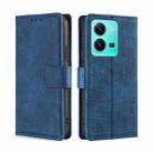 For vivo V25 5G/V25e 5G/X80 Lite Skin Feel Crocodile Magnetic Clasp Leather Phone Case(Blue) - 1