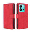 For vivo V25 5G/V25e 5G/X80 Lite Skin Feel Crocodile Magnetic Clasp Leather Phone Case(Red) - 1